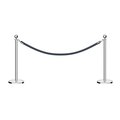 Montour Line Stanchion Post and Rope Kit Pol.Steel, 2 Ball Top1 Gray Rope C-Kit-2-PS-BA-1-PVR-GY-PS